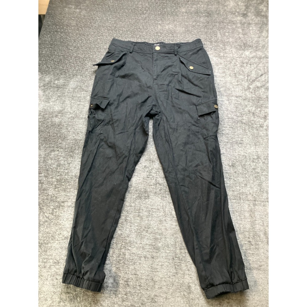 Karl Lagerfeld Joggers‎ Pants Womens 12 Black Cargo Pockets Elastic Waistband